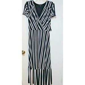 Womens Dress INC Maxi Black White Clover Plus  0X